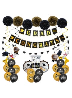 Brain Giggles Brain Giggles Graduation Party Decoration Set - Black and Gold  - Image 1