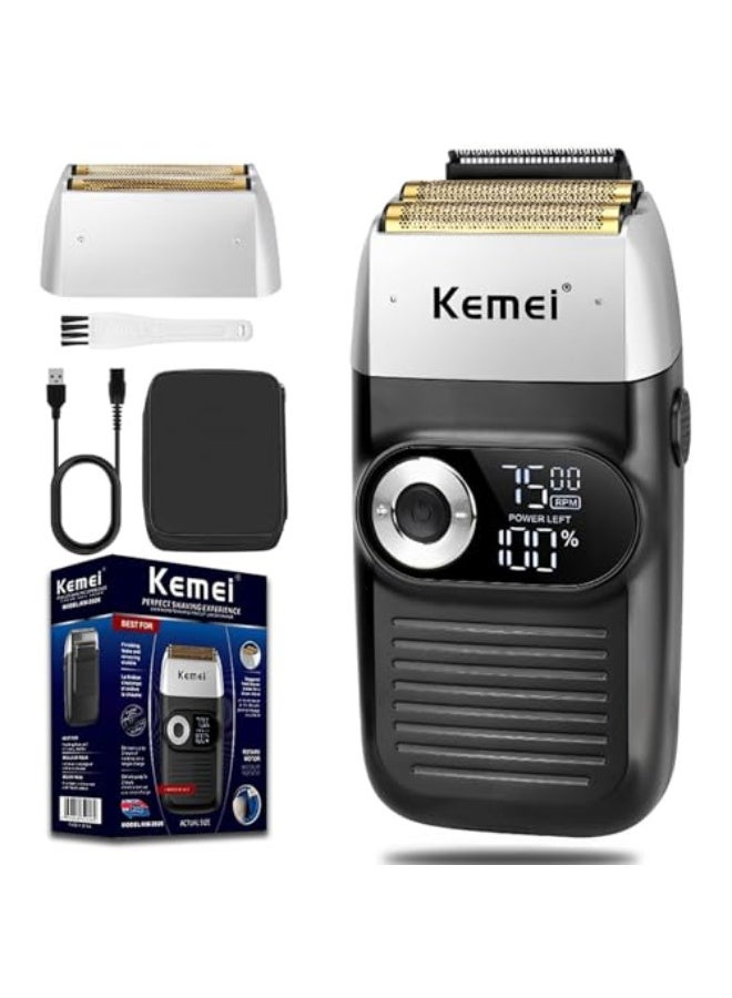 KEMEI Foil Shaver Barber for Men,Electric Razor Rechargeable with Beard Trimmer,Cordless Lithium Titanium Foil Shavers with Travel Case - Image 1