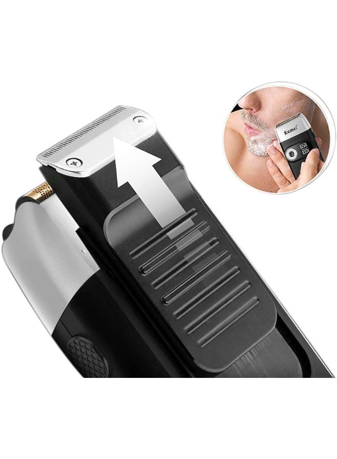 KEMEI Foil Shaver Barber for Men,Electric Razor Rechargeable with Beard Trimmer,Cordless Lithium Titanium Foil Shavers with Travel Case - Image 4