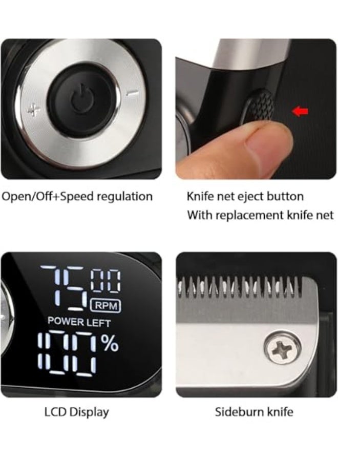 KEMEI Foil Shaver Barber for Men,Electric Razor Rechargeable with Beard Trimmer,Cordless Lithium Titanium Foil Shavers with Travel Case - Image 3