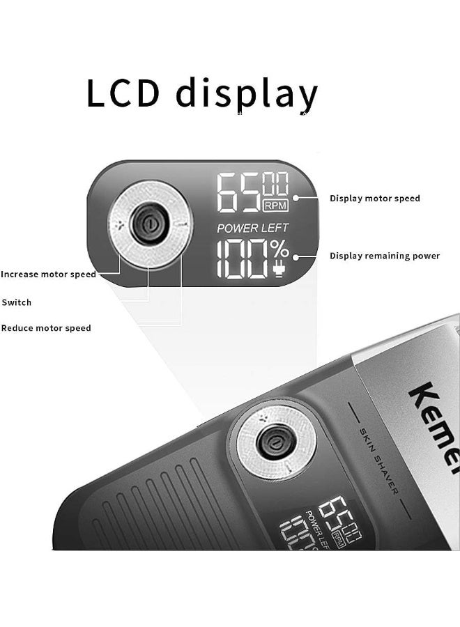 KEMEI Foil Shaver Barber for Men,Electric Razor Rechargeable with Beard Trimmer,Cordless Lithium Titanium Foil Shavers with Travel Case - Image 5