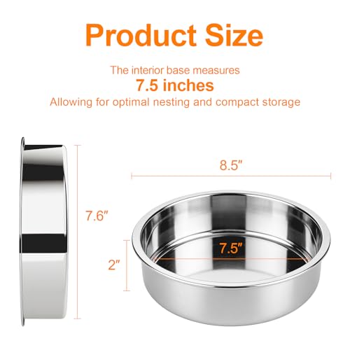 tifanso Set of 3 Stainless Steel Cake Pans - 8 Inch Round Layer Cake Baking Pan Molds, Stackable Even Heating Baking Set, Dishwasher Safe Bakeware Tins for Home Bakers, Birthday Party Wedding - Image 2