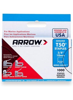 Arrow Arrow Fastener 506M1 Heavy Duty T50 Monel Staples for Marine Applications, 3/8-Inch Leg Length, 3/8-Inch Crown Size, 1000-Pack 