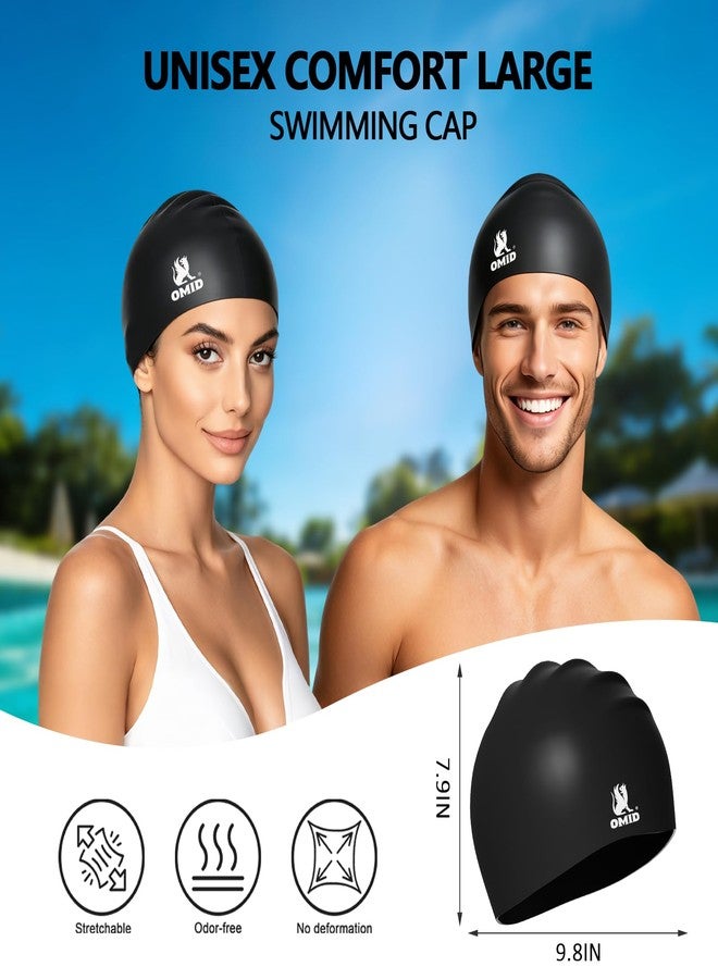 OMID Silicone Swim Cap for Adults Men & Women, Waterproof Leak-Proof Bathing Cap for Pool & Beach, Chlorine Resistant Durable Swim Hat for Daily Training (Black) - Image 3