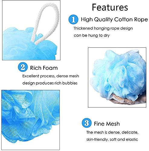 TRIVESH Sponge Body Scrubber Bathing Body Wash Puff Loofah for Men Women Baby Kids Loofah Sponge Pouf Body Scrubber Soft Round Bath Sponge Loofah Scrub Multicolour (Pack of 2 Pcs)) - Image 5