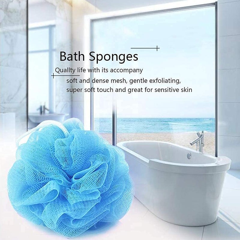 TRIVESH Sponge Body Scrubber Bathing Body Wash Puff Loofah for Men Women Baby Kids Loofah Sponge Pouf Body Scrubber Soft Round Bath Sponge Loofah Scrub Multicolour (Pack of 2 Pcs)) - Image 4