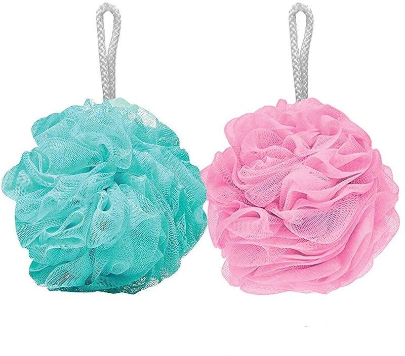 TRIVESH Sponge Body Scrubber Bathing Body Wash Puff Loofah for Men Women Baby Kids Loofah Sponge Pouf Body Scrubber Soft Round Bath Sponge Loofah Scrub Multicolour (Pack of 2 Pcs)) - Image 1