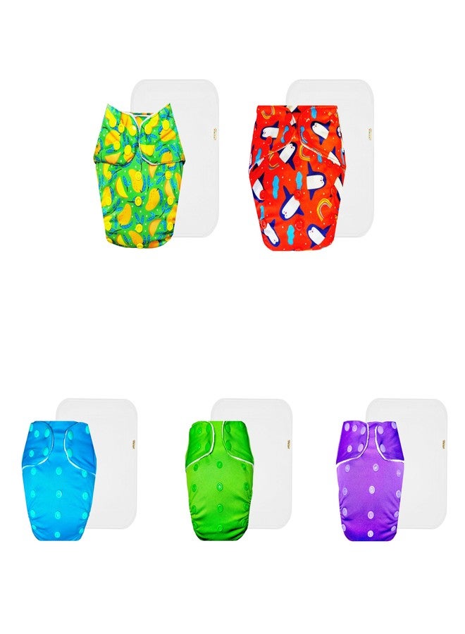 Dumbledo Premium Cloth Diaper with Cotton Insert (Pack of 5) | Snug Fit | Breathable | Quick Dry | Designed by Moms | 3 Months - 3 Years | Unisex Baby - Image 1