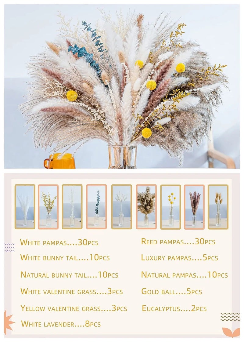 Bluejw G36 Wedding Decor Pampas Grass Bouquet - Boho Dried Flowers Mix with Bunny Tails & Natural Dried Plants for Christmas Home Decor - Image 1