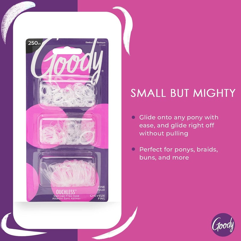 Goody Ouchless Multi Pony Band Elastics - Clear Hair Ties, 250 Count - Image 1