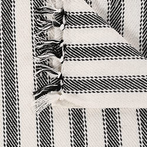 SASHAA WORLD Striped Throw Medium with Tasselled Edges |Throw for Living Room, Bedroom, Sofa & Chair |Black & White Throw Blanket | 180 x130 cm - Image 3