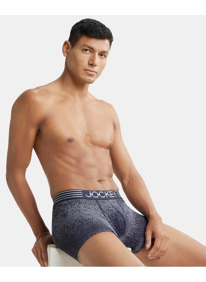 JOCKEY - Jockey MM08 Men's Microfiber Mesh Elastane Stretch Printed Trunk with Breathable Mesh and Stay Dry Technology_True Navy_L - Image 1