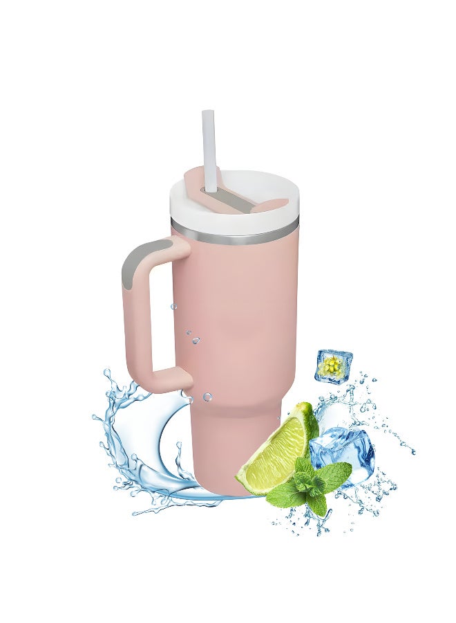GEMFUL Tumbler 1200ml with Handle and Straw Lid 40 oz Reusable Stainless Steel Vacuum Insulated Water Bottles Travel Mug Iced Coffee Cup for Hot and Cold Drinks