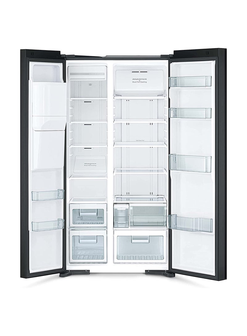 HITACHI 700L Gross, Net 605L Side by Side 2 Door Refrigerator, 10 Year Warranty on Inverter Compressor, Dual Fan Cooling, Quick Freezing Touch Control-Ice & Water Dispenser-1 Year Warranty RSX700GPUK0GS Glass Silver - Image 3