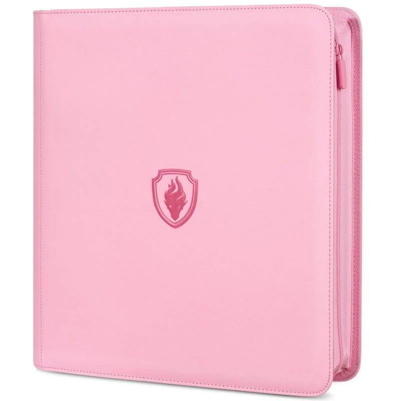 Fabmaker Premium Zip Card Binder 12 Pocket Fabmaker 912 Pockets Trading Card Binder PU Zipper Card Collection Album Sturdy SideLoading Card Book Holder for Game Sports Cards Pink - Image 2