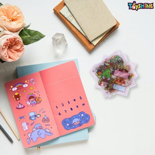Toyshine 2000 Pcs Waterproof Vinyl Self Adhesive Transparent Stickers Washi Kawaii Fun Sticker for Water Bottle Laptop Scrapbook Journaling 200 Sheets Stickers Boxed Gifts for Girls Boys -15 x 15 cm - Image 2