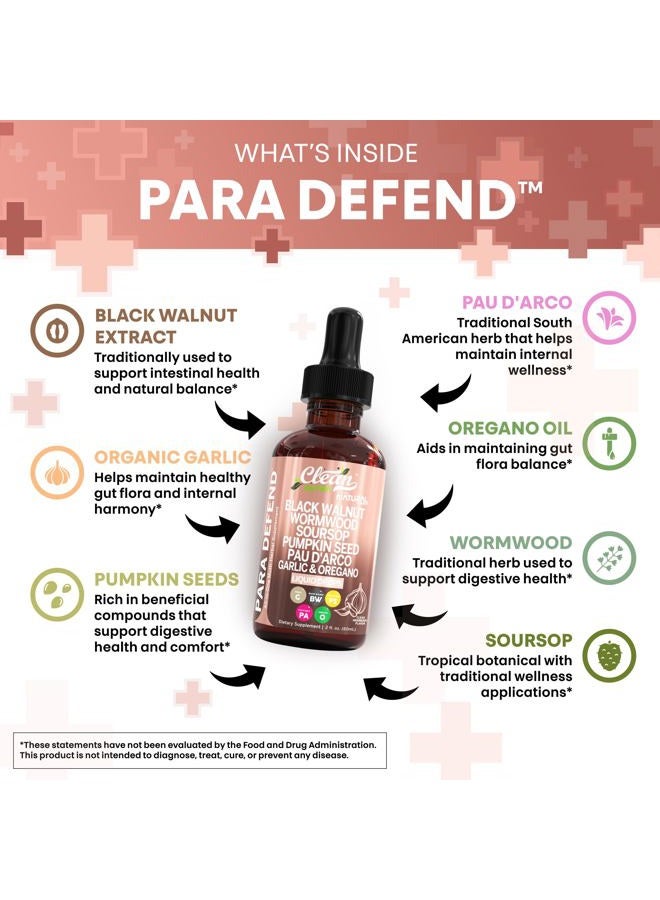 Clean Nutraceuticals para Defend Wormwood Black Walnut Cleanse for Humans Drops Liquid Soursop Garlic Pumpkin Seed PAU D'Arco Oil of Oregano Turmeric Berberine Neem Extract Hull Bark Tincture by Clean Nutra - Image 3