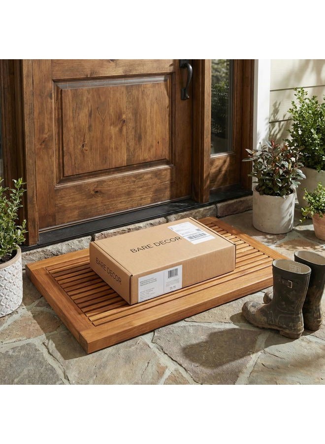 Bare Decor Dasha Spa Shower or Door Mat, 31.5 by 17.75-Inch, Solid Teak Wood and Oiled Finish - Image 3