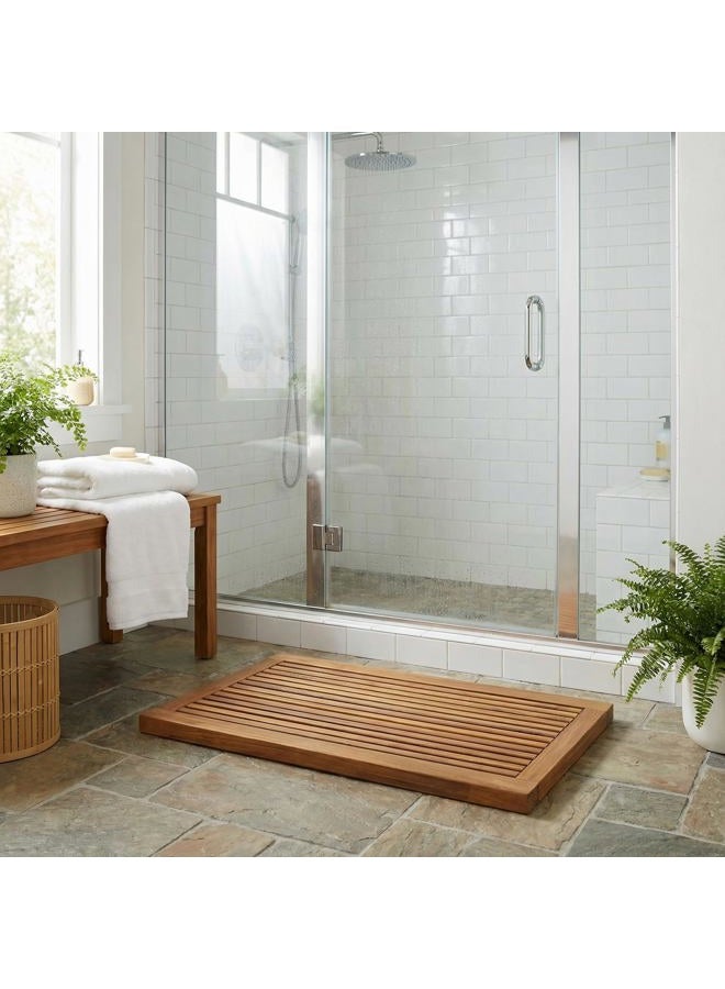 Bare Decor Dasha Spa Shower or Door Mat, 31.5 by 17.75-Inch, Solid Teak Wood and Oiled Finish - Image 2