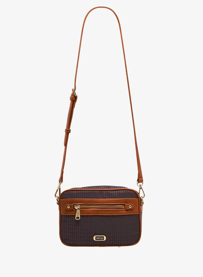 MISSY BROWN Women Monogram Print Crossbody Bag with Detachable Strap and Zip Closure for Women | Best Price UAE