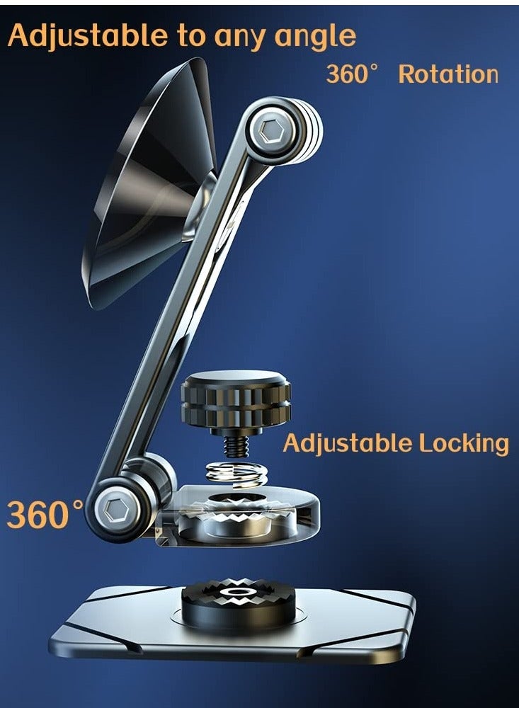SOLARAE Magnetic Phone Holder for Car - Alloy Folding Magnetic Car Phone Holder,Strong 6 Magnets, 360¬∞ Rotation, and Foldable Arm for All Phones - Image 5