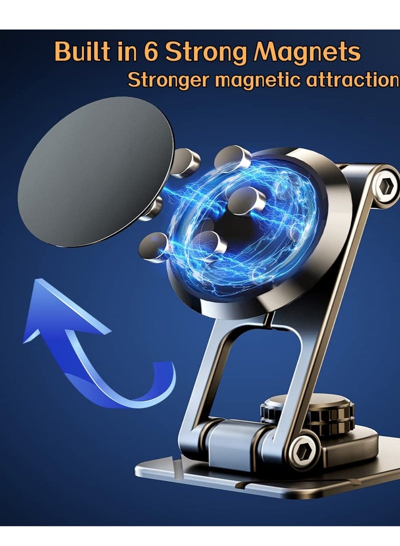 SOLARAE Magnetic Phone Holder for Car - Alloy Folding Magnetic Car Phone Holder,Strong 6 Magnets, 360¬∞ Rotation, and Foldable Arm for All Phones - Image 2