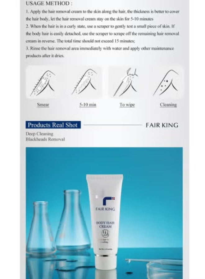 Fair King Hair removal cream for armpit hair removal, leg hair, special for sensitive skin, soothing and repairing underarms, hair removal without leaving traces per bottle 40g - Image 4