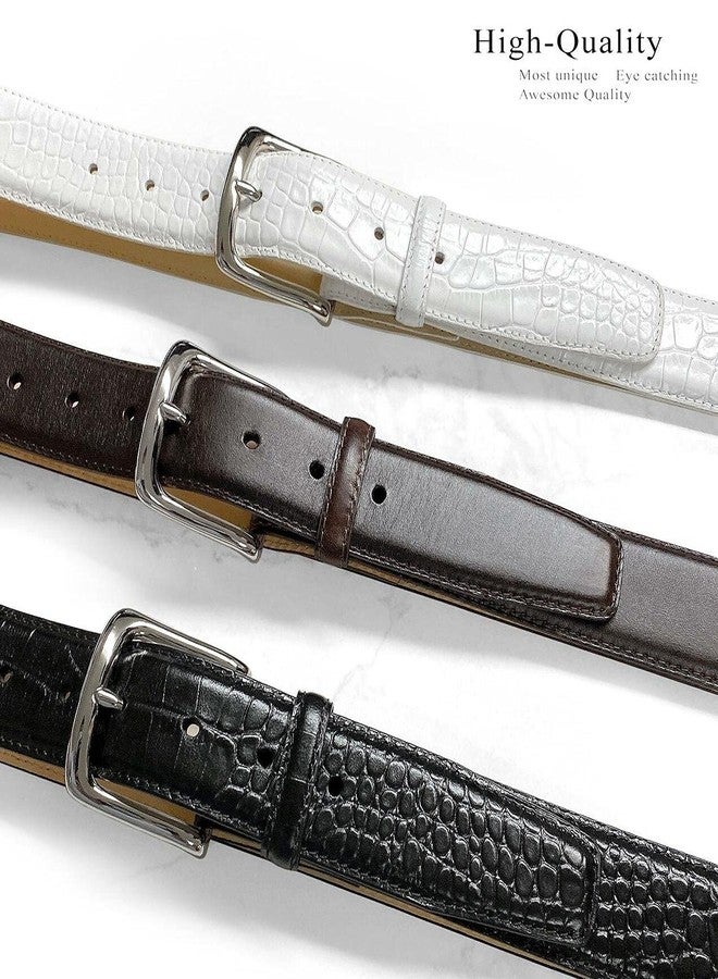 بيلتس.كوم حزام كاجوال كلاسيكي بإبزيم من Belts.com، مصنوع من جلد العجل الإيطالي الأصلي، عرضه 1-1/2 بوصة (38 مم) (لون أسود تمساح، مقاس 40). - Image 3