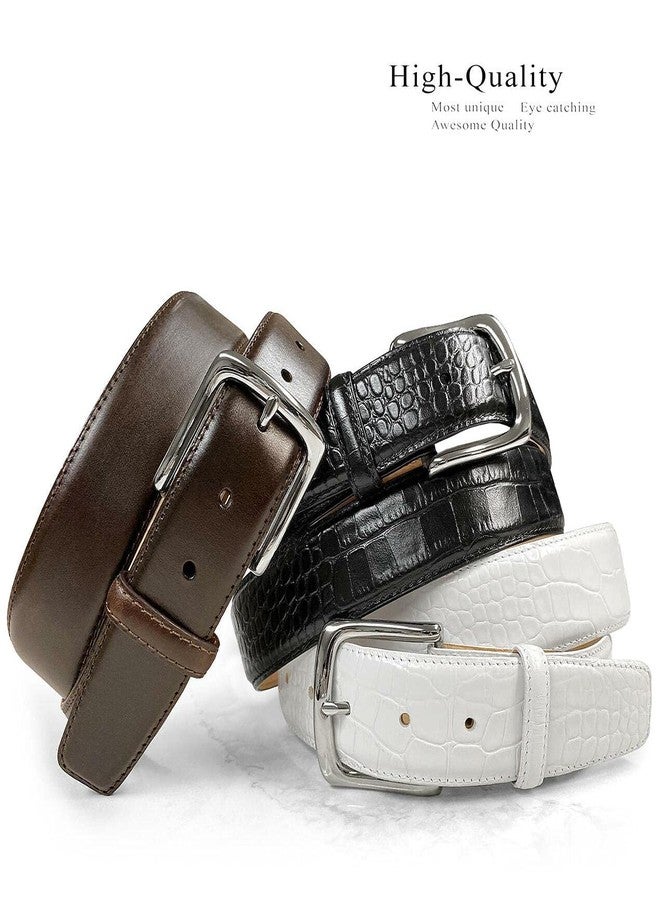 بيلتس.كوم حزام كاجوال كلاسيكي بإبزيم من Belts.com، مصنوع من جلد العجل الإيطالي الأصلي، عرضه 1-1/2 بوصة (38 مم) (لون أسود تمساح، مقاس 40). - Image 2