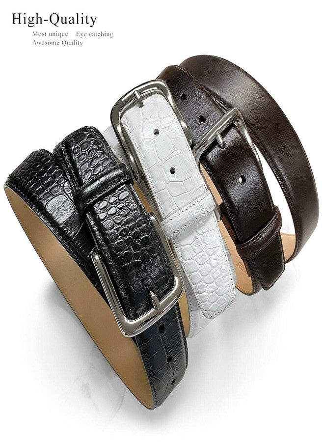 بيلتس.كوم حزام كاجوال كلاسيكي بإبزيم من Belts.com، مصنوع من جلد العجل الإيطالي الأصلي، عرضه 1-1/2 بوصة (38 مم) (لون أسود تمساح، مقاس 40). - Image 4