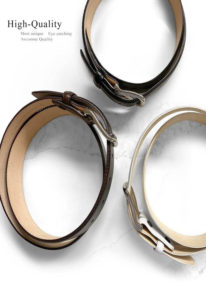 بيلتس.كوم حزام كاجوال كلاسيكي بإبزيم من Belts.com، مصنوع من جلد العجل الإيطالي الأصلي، عرضه 1-1/2 بوصة (38 مم) (لون أسود تمساح، مقاس 40). - Image 5