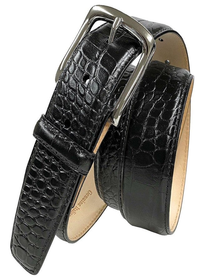 بيلتس.كوم حزام كاجوال كلاسيكي بإبزيم من Belts.com، مصنوع من جلد العجل الإيطالي الأصلي، عرضه 1-1/2 بوصة (38 مم) (لون أسود تمساح، مقاس 40). - Image 1