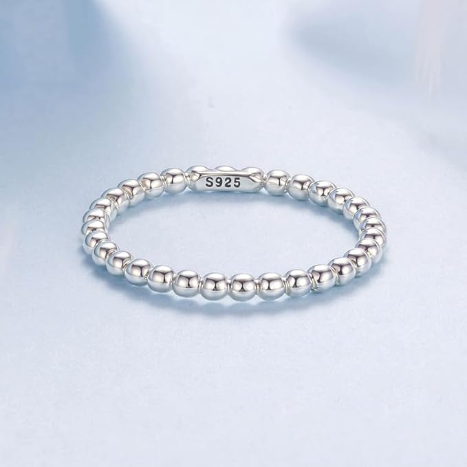 925 Sterling Silver Ring: Size 7 Hypoallergenic Comfort - Ultra-Thin 1.7mm Stackable Band Polished Beaded Minimalist Ring for Women Daily Wear & Special Occasions - Image 3