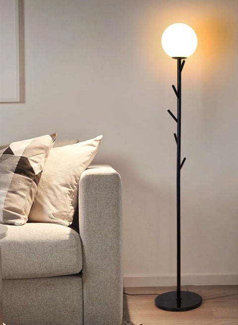 Minimalist Floor Lamp With Coat Hook Modern LED Three-color Dimmer Standing Light With Hook Remote Control 9w