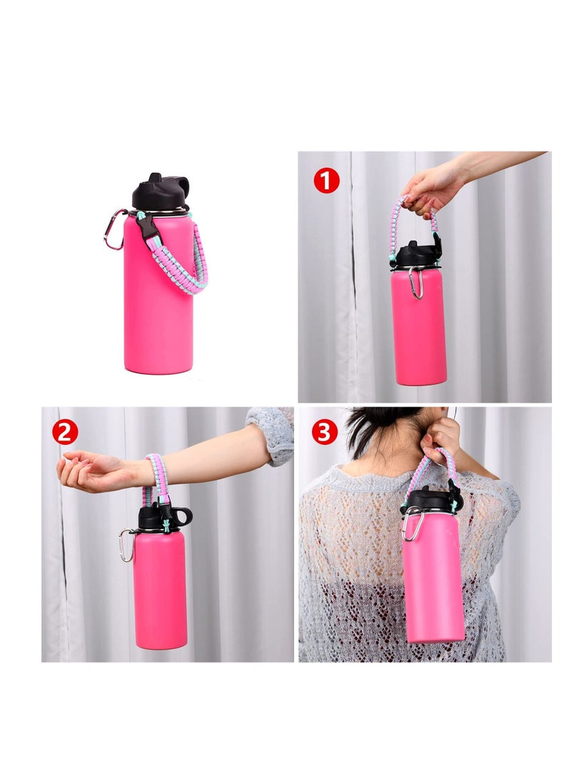 Generic - Paracord Handle Shoulder Strap Compatible with Hydro Flask Wide Mouth Water Bottles 12oz To 64oz(Not for The New Hydro Flask 2.0) Bottle Strap For Walking Hiking Camping（Pink/Blue） - Image 1