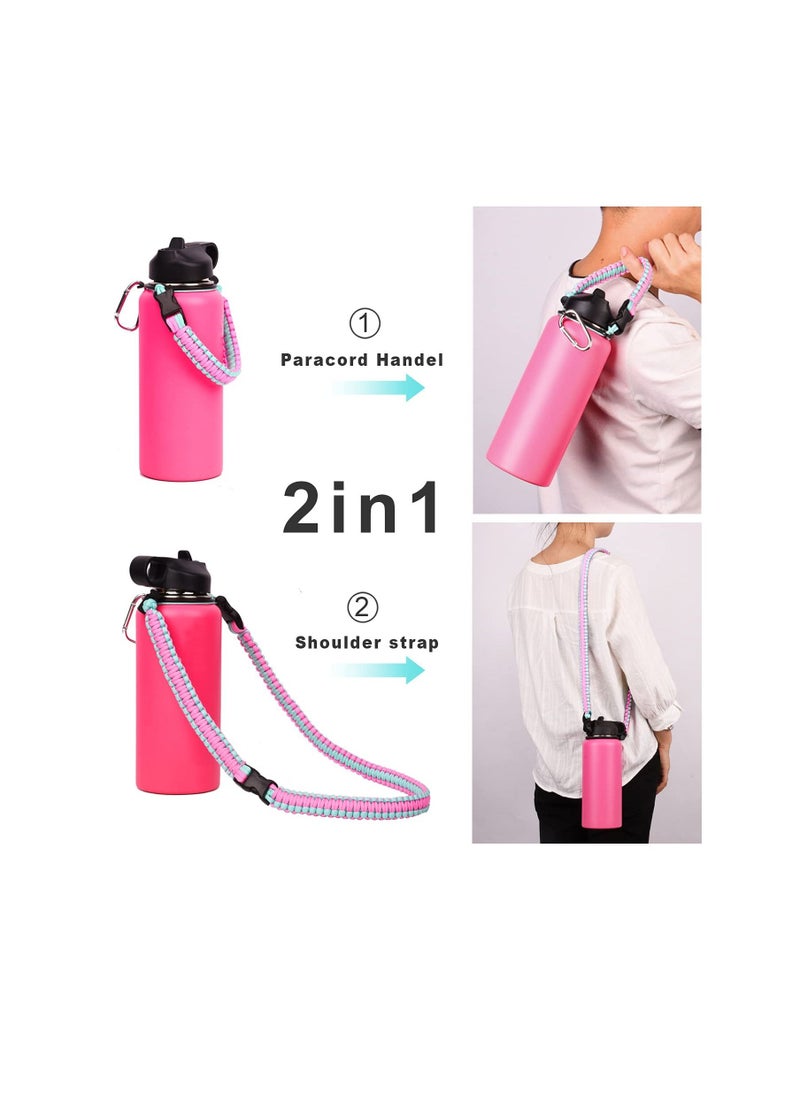 Generic - Paracord Handle Shoulder Strap Compatible with Hydro Flask Wide Mouth Water Bottles 12oz To 64oz(Not for The New Hydro Flask 2.0) Bottle Strap For Walking Hiking Camping（Pink/Blue） - Image 1