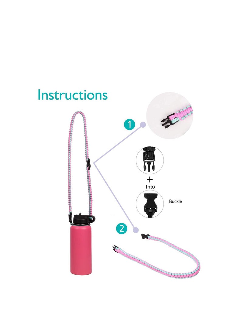 Generic - Paracord Handle Shoulder Strap Compatible with Hydro Flask Wide Mouth Water Bottles 12oz To 64oz(Not for The New Hydro Flask 2.0) Bottle Strap For Walking Hiking Camping（Pink/Blue） - Image 1
