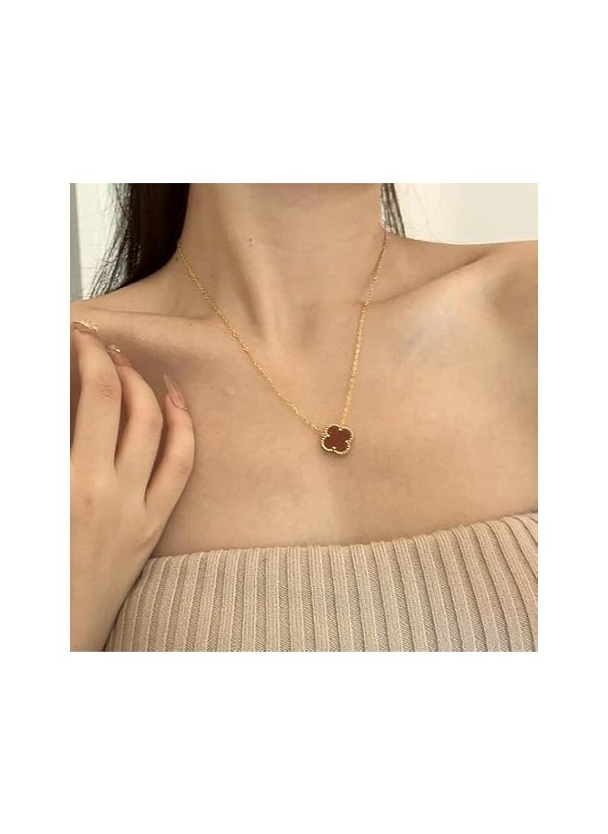 Fayrouz Jewellery - Clover Pendant Necklace for Women, 18K Gold Plated Stainless Steel, Four Leaf Clover Necklace, Simple Design - Image 1