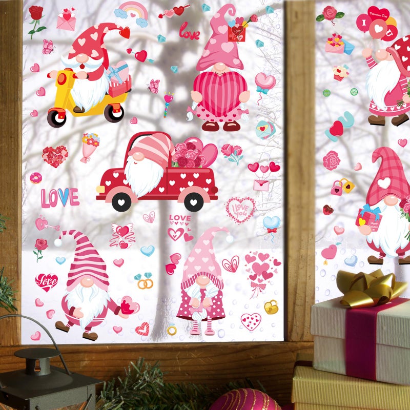 AOWDIAO Valentines Day Decorations 107 Pcs Valentines Window Clings Double Sided Holiday Window Stickers Decor - Image 5
