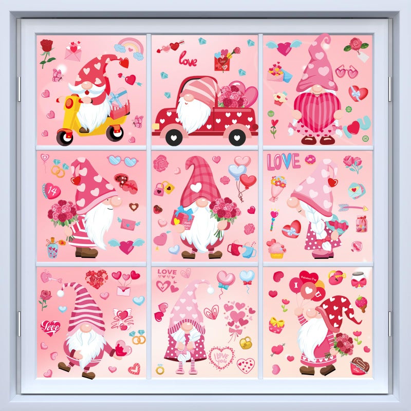AOWDIAO Valentines Day Decorations 107 Pcs Valentines Window Clings Double Sided Holiday Window Stickers Decor - Image 1