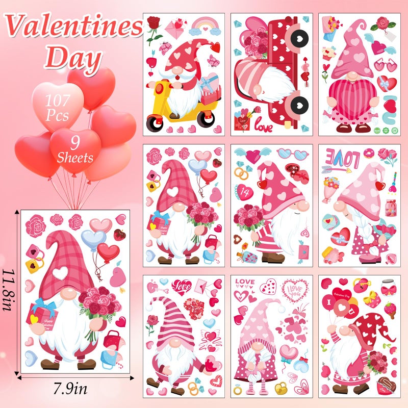 AOWDIAO Valentines Day Decorations 107 Pcs Valentines Window Clings Double Sided Holiday Window Stickers Decor - Image 2