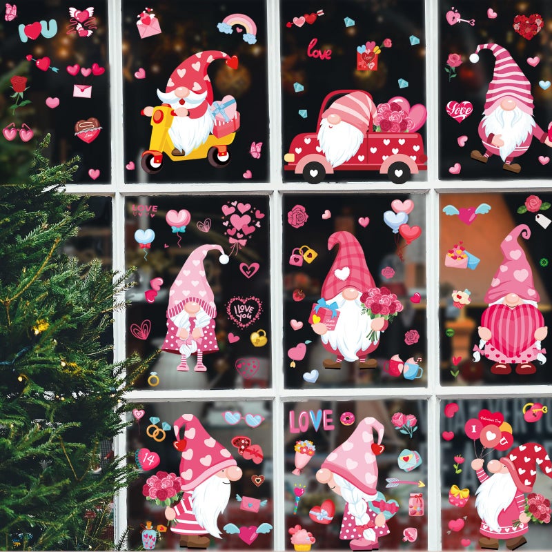 AOWDIAO Valentines Day Decorations 107 Pcs Valentines Window Clings Double Sided Holiday Window Stickers Decor - Image 4