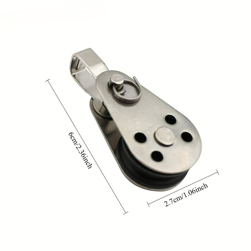 2 Pcs Stainless Steel Nylon Kayak Pulley Block For Sailboat Yacht Silvery - Image 2