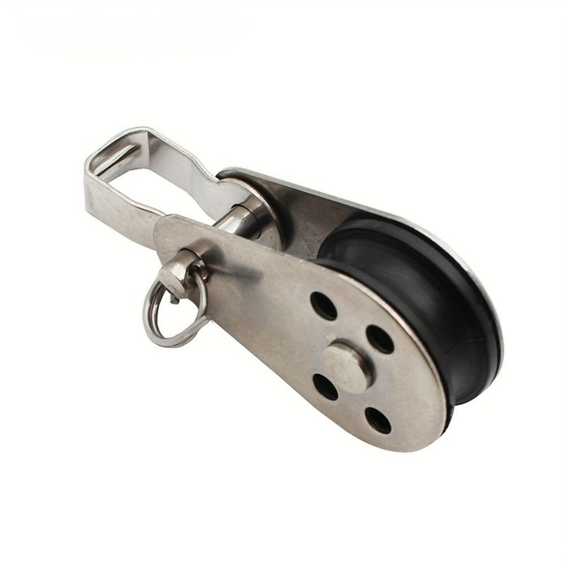 2 Pcs Stainless Steel Nylon Kayak Pulley Block For Sailboat Yacht Silvery - Image 3