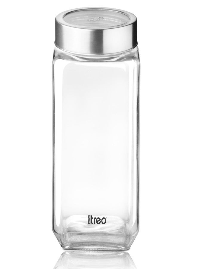 Treo by Milton Cube Storage Containers, 1 Piece, Glass Jar with Air Tight Steel Lid, 2250 ml each, Transparent Jars for snacks, Pulses, Masala, Pickles, Cereals, Cookies, Dry Food - Image 2