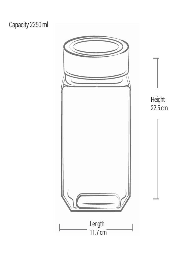 Treo by Milton Cube Storage Containers, 1 Piece, Glass Jar with Air Tight Steel Lid, 2250 ml each, Transparent Jars for snacks, Pulses, Masala, Pickles, Cereals, Cookies, Dry Food - Image 5