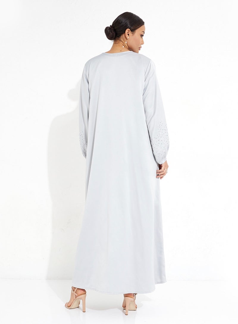 روزيت عباية أحجار اللباس الفضية - Image 3