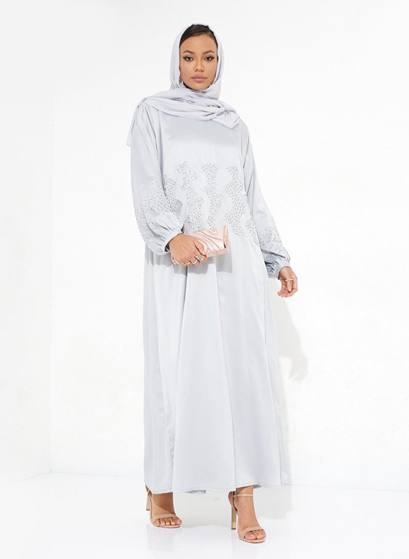 روزيت عباية أحجار اللباس الفضية - Image 1