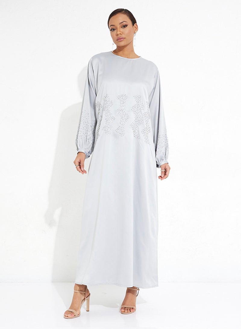 روزيت عباية أحجار اللباس الفضية - Image 4