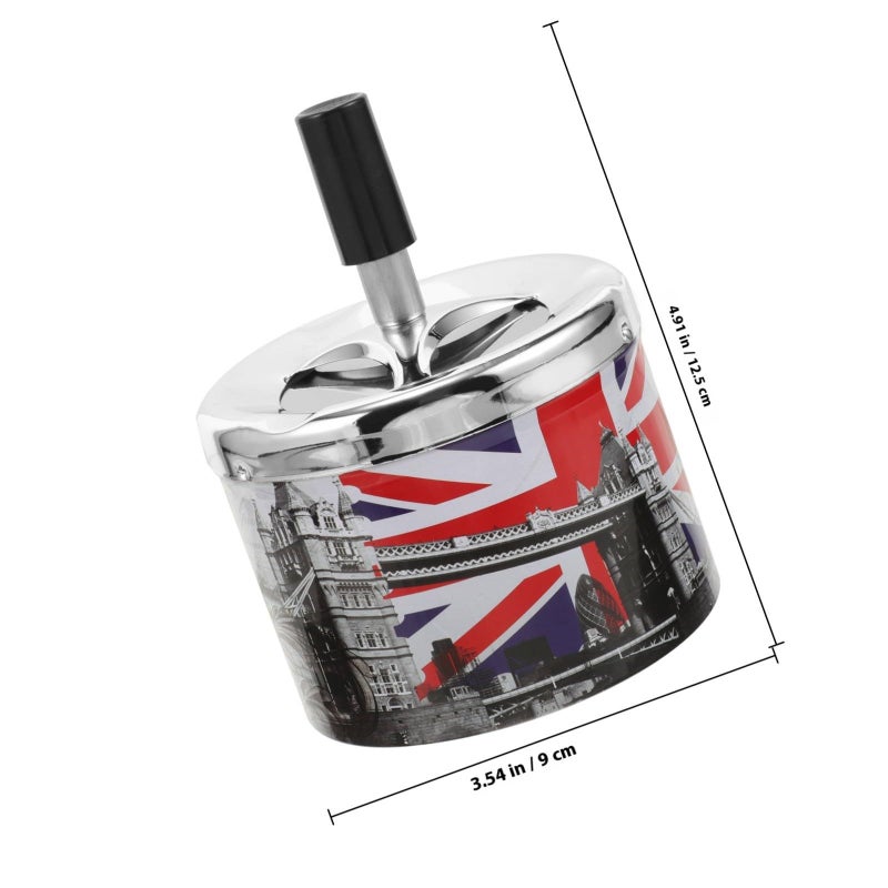 Stainless Steel Rotating Lid Ashtray Smokeless Desktop Cigarette Holder Home Office - Image 3